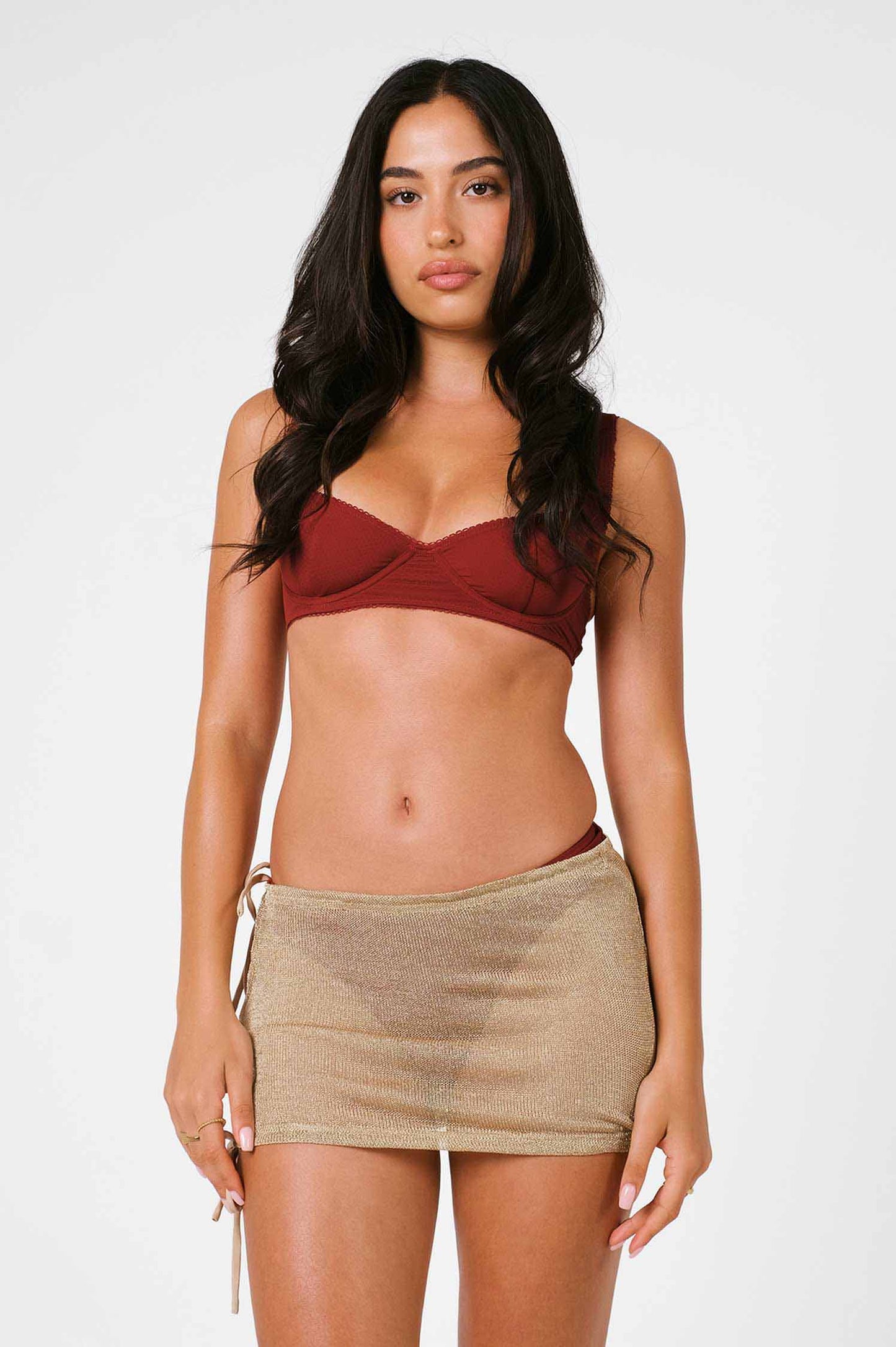 Amara Side Tie Mini Skirt / Champagne Shimmer FINAL SALE