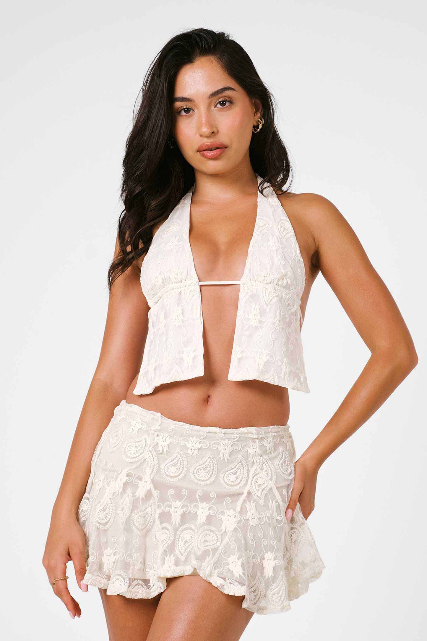 Suki Ruffled Skirt / Sandstone Lace