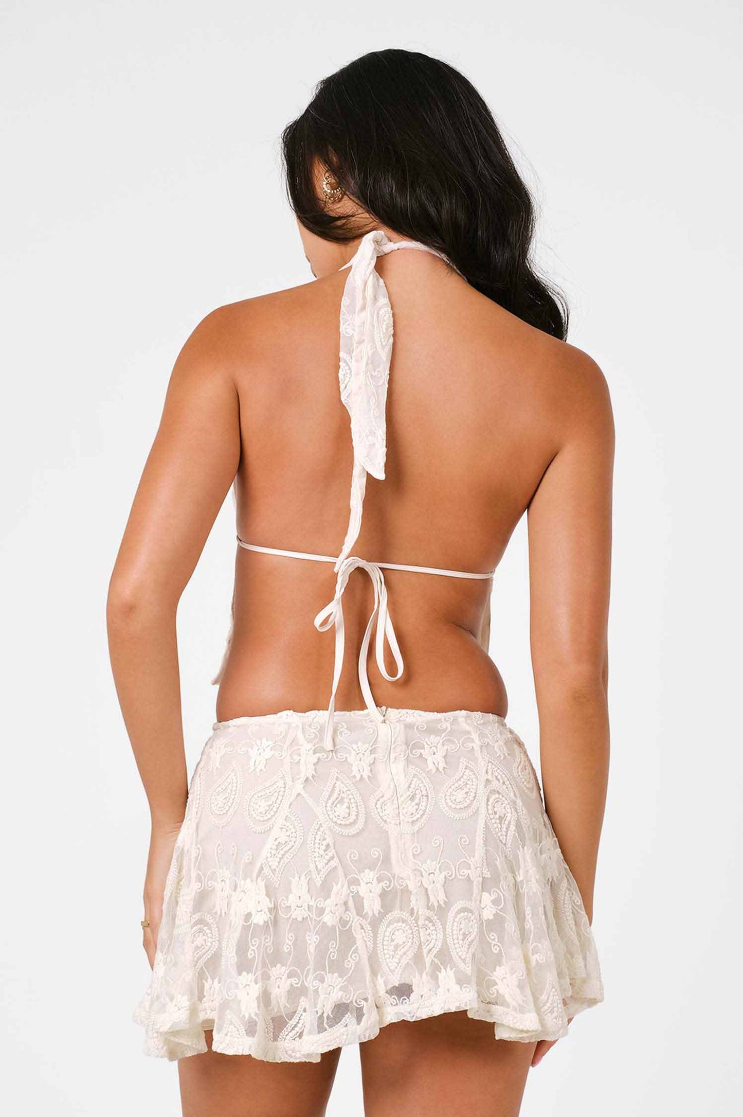 Suki Ruffled Skirt / Sandstone Lace