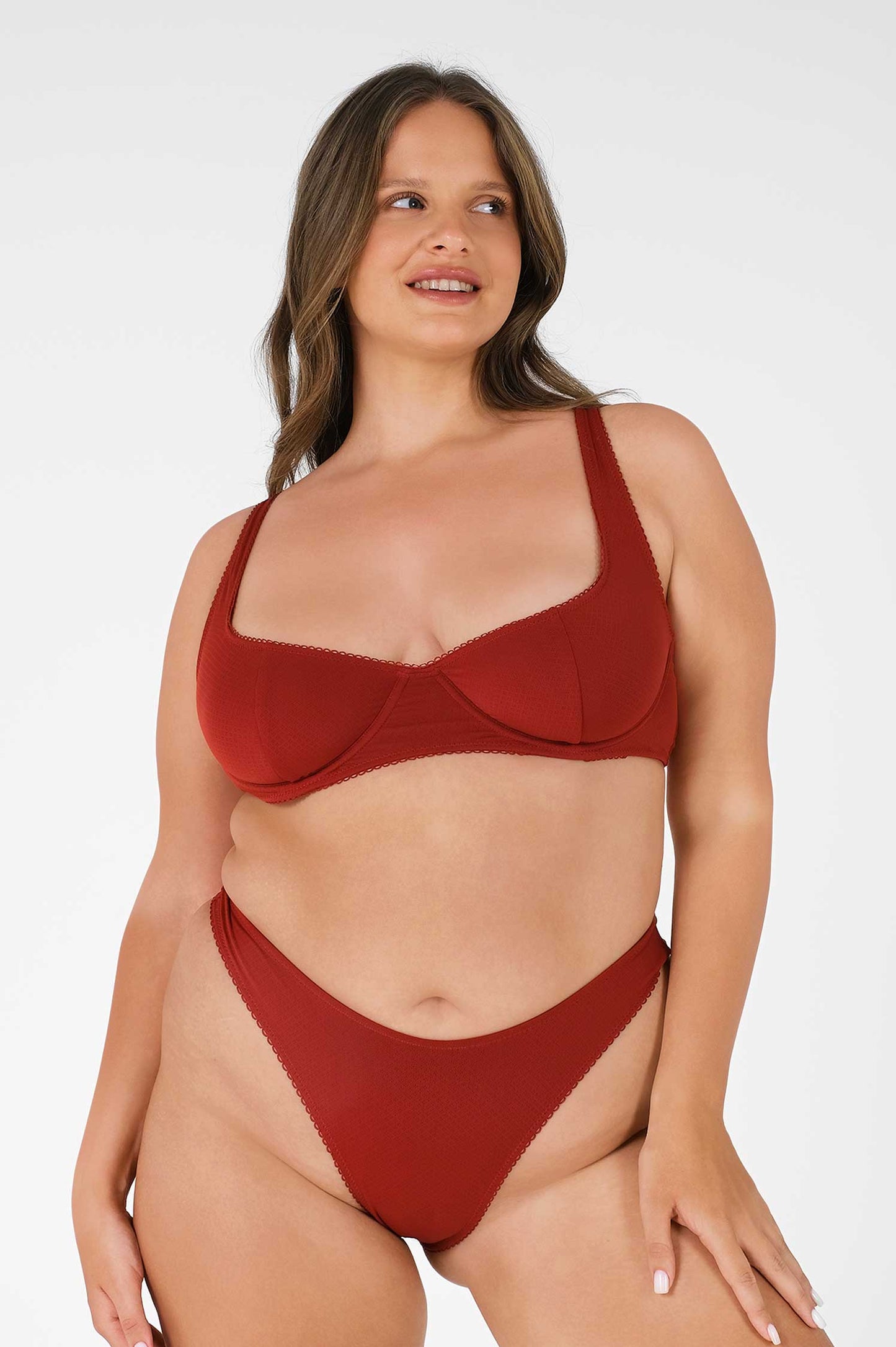 Elena High-Waisted Cheeky Bottoms / Cherry Wine Pointelle