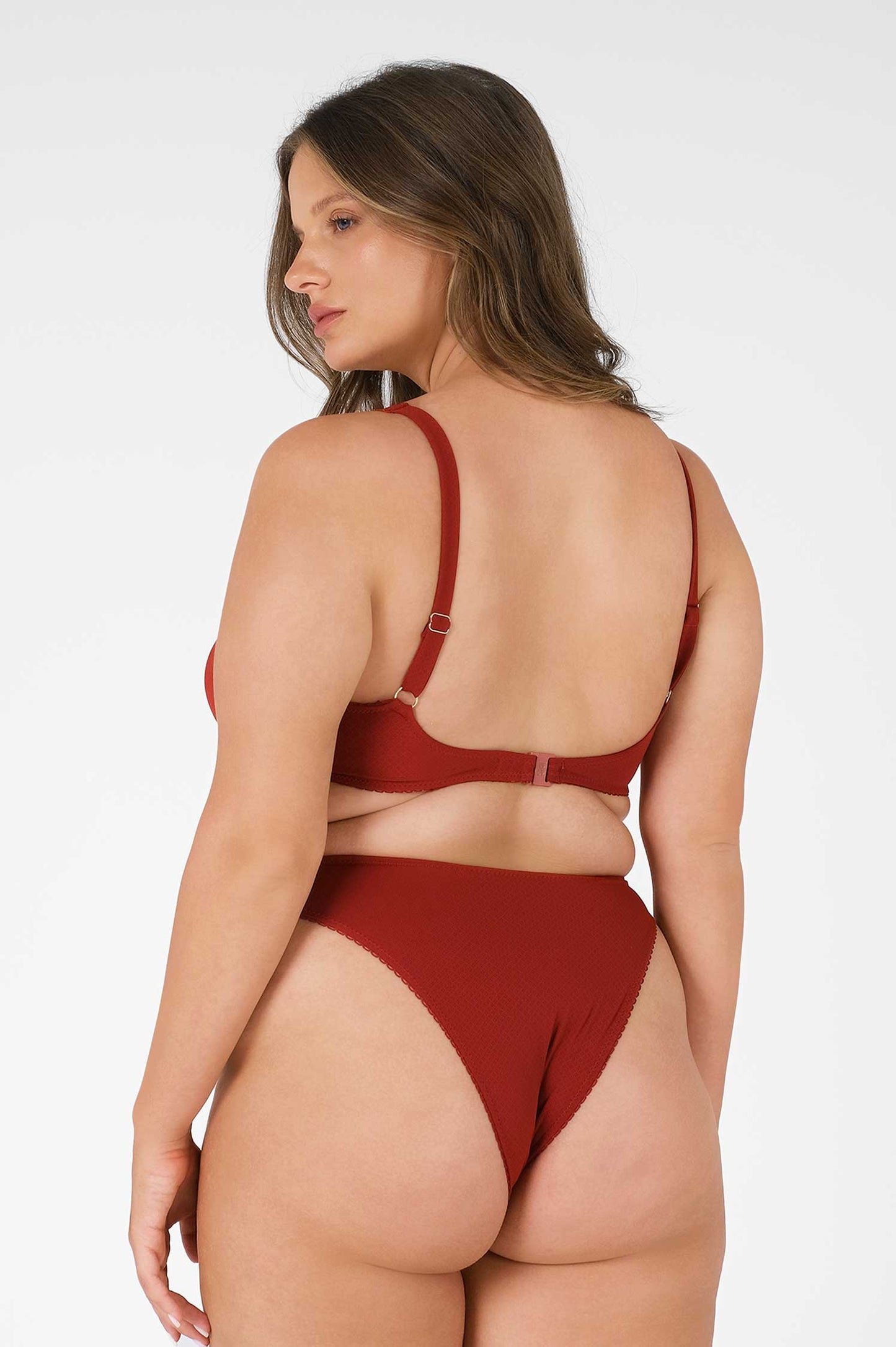 Elena High-Waisted Cheeky Bottoms / Cherry Wine Pointelle