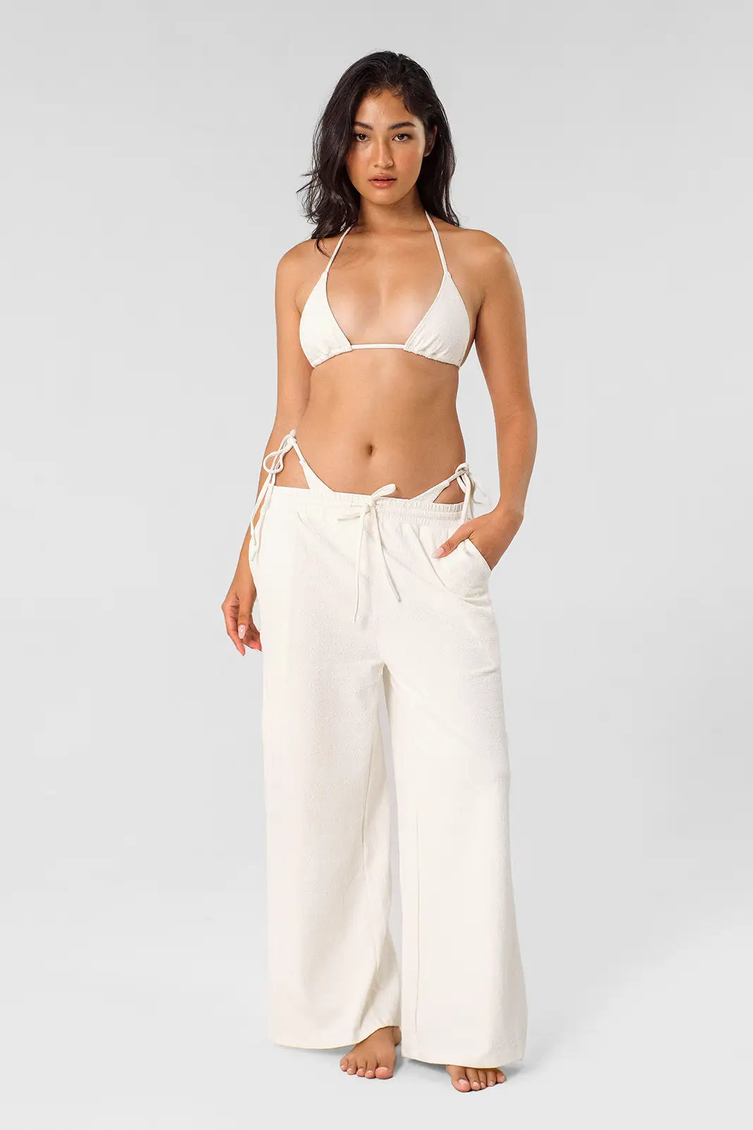 Andie Wide Leg Pants / Vanilla Rum Jacquard