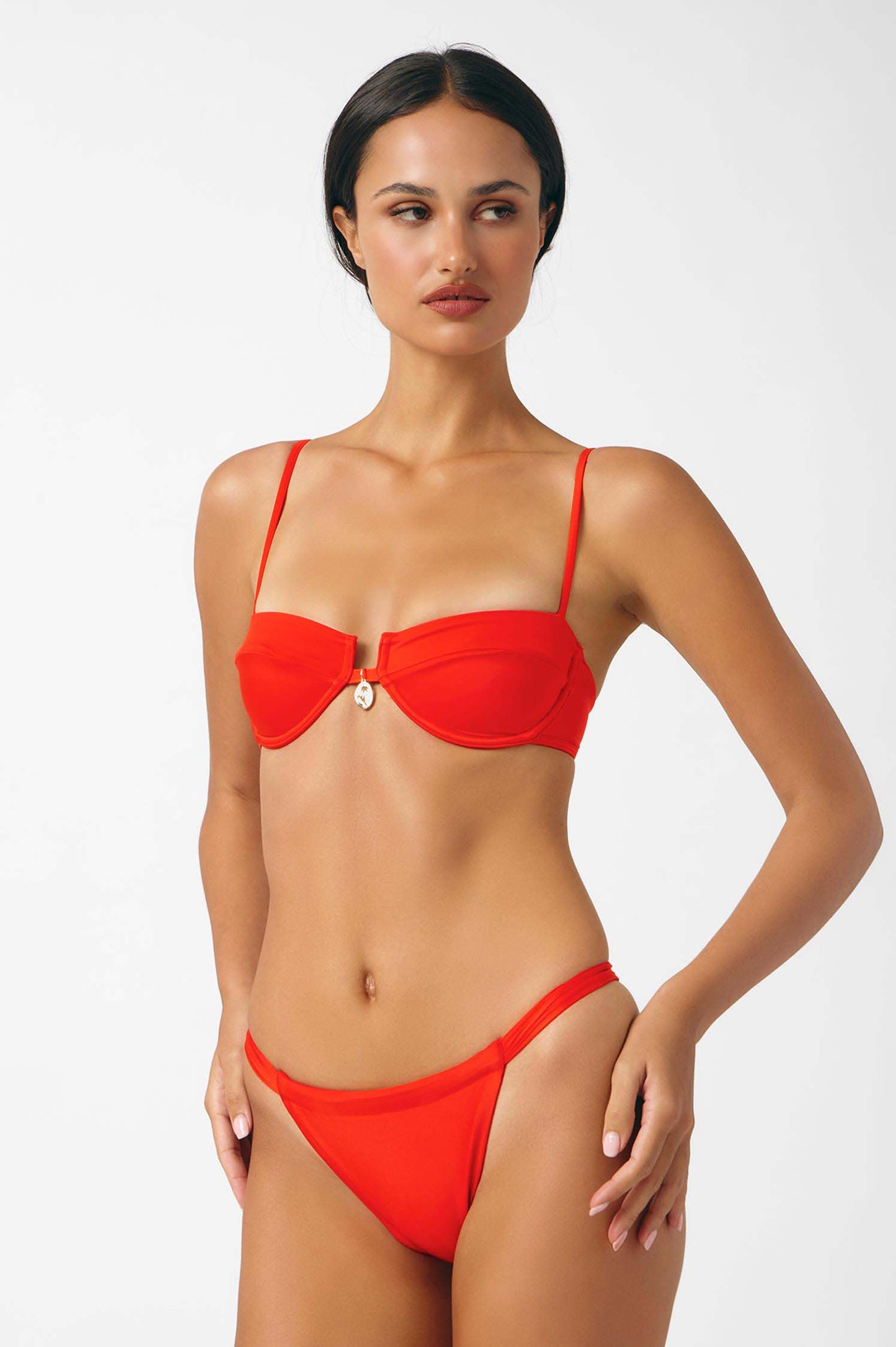 Giana Ruched Cheeky Bottoms / Red Hot Gloss