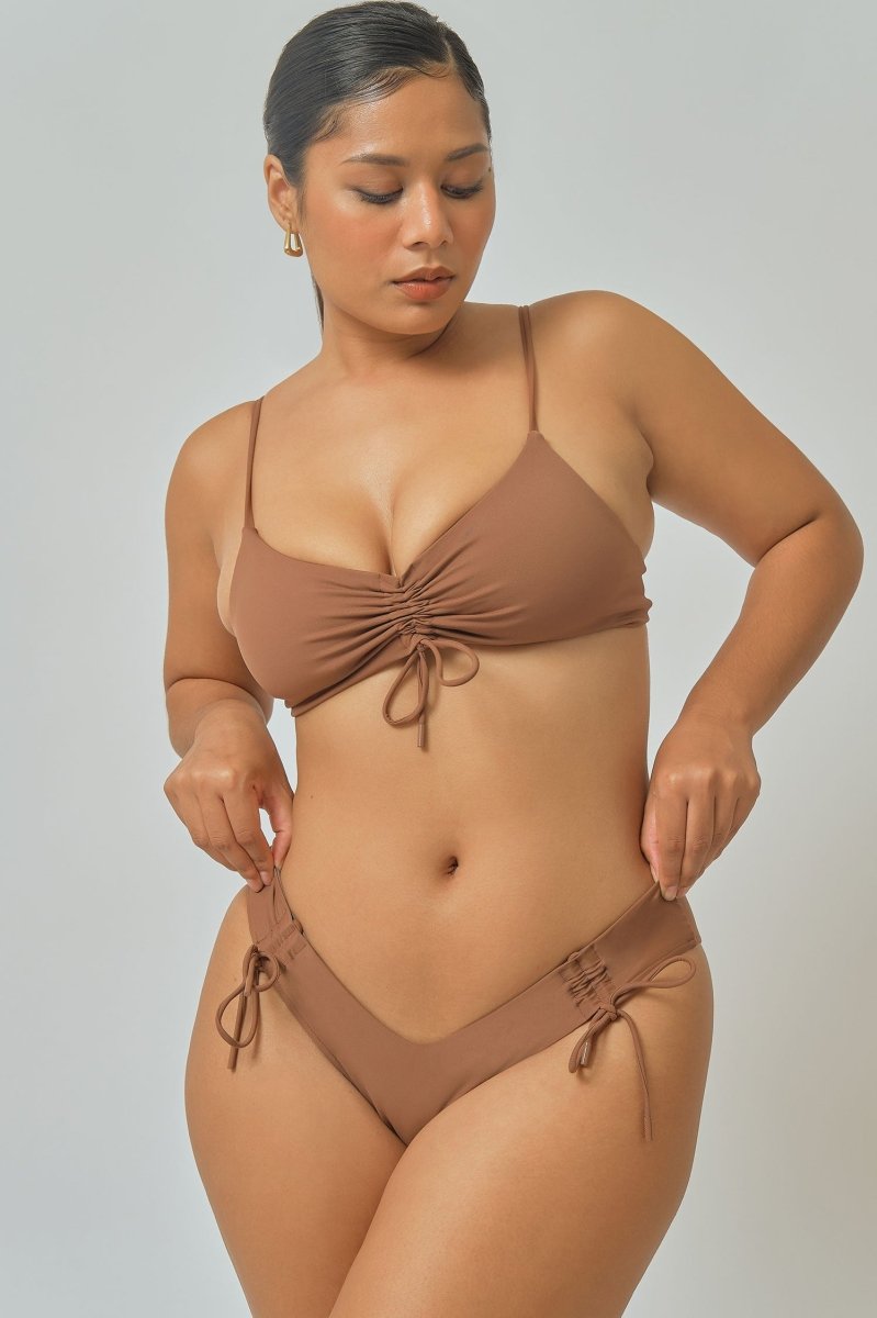 Sophia Scrunched Top / Cocoa - Bikinis & Beachwear | Blackbough Swim