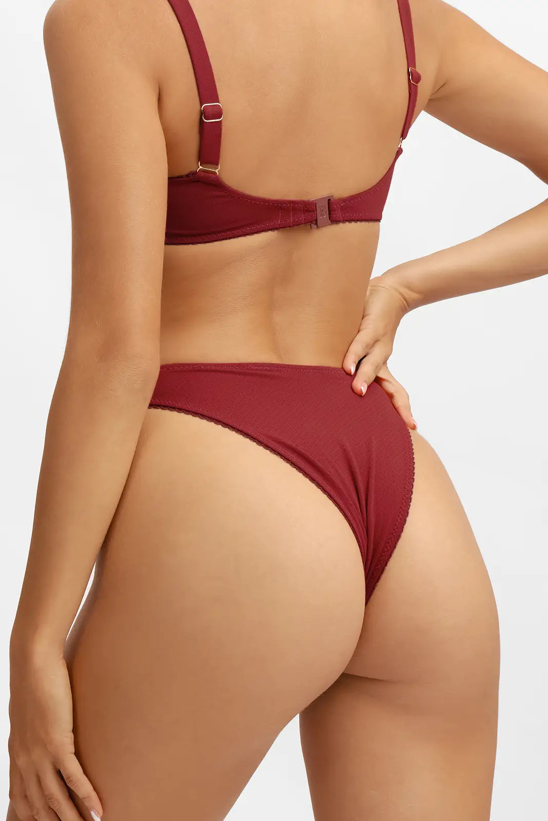 Elena High-Waisted Cheeky Bottoms / Cherry Wine Pointelle