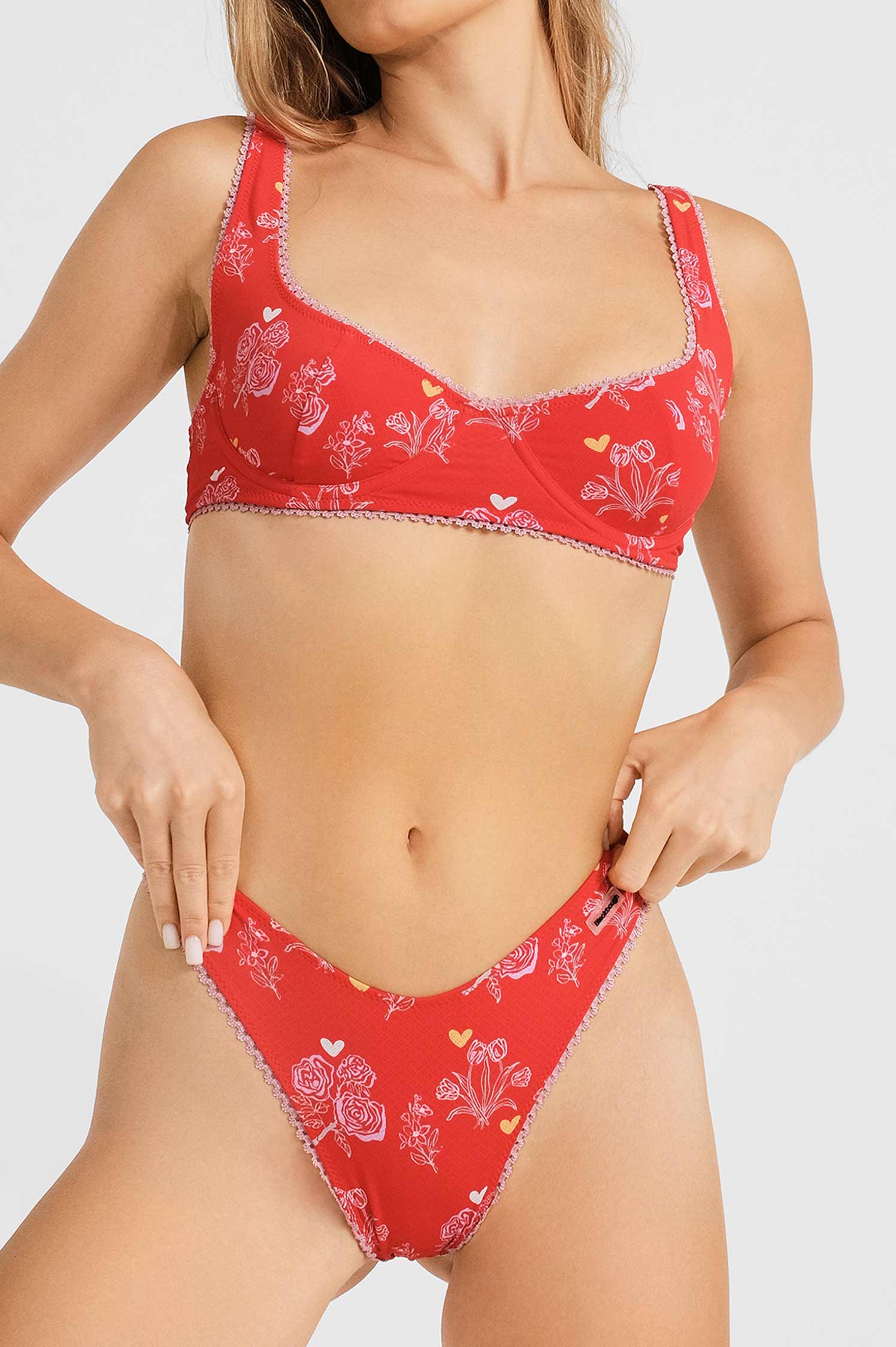 Elena High-Waisted Cheeky Bottoms / Rosebud Pointelle FINAL SALE
