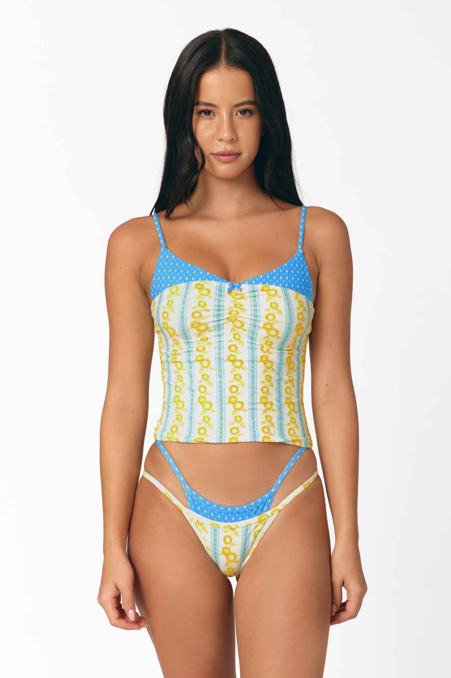 Odette Ruched Tankini Top / Sun Bloom