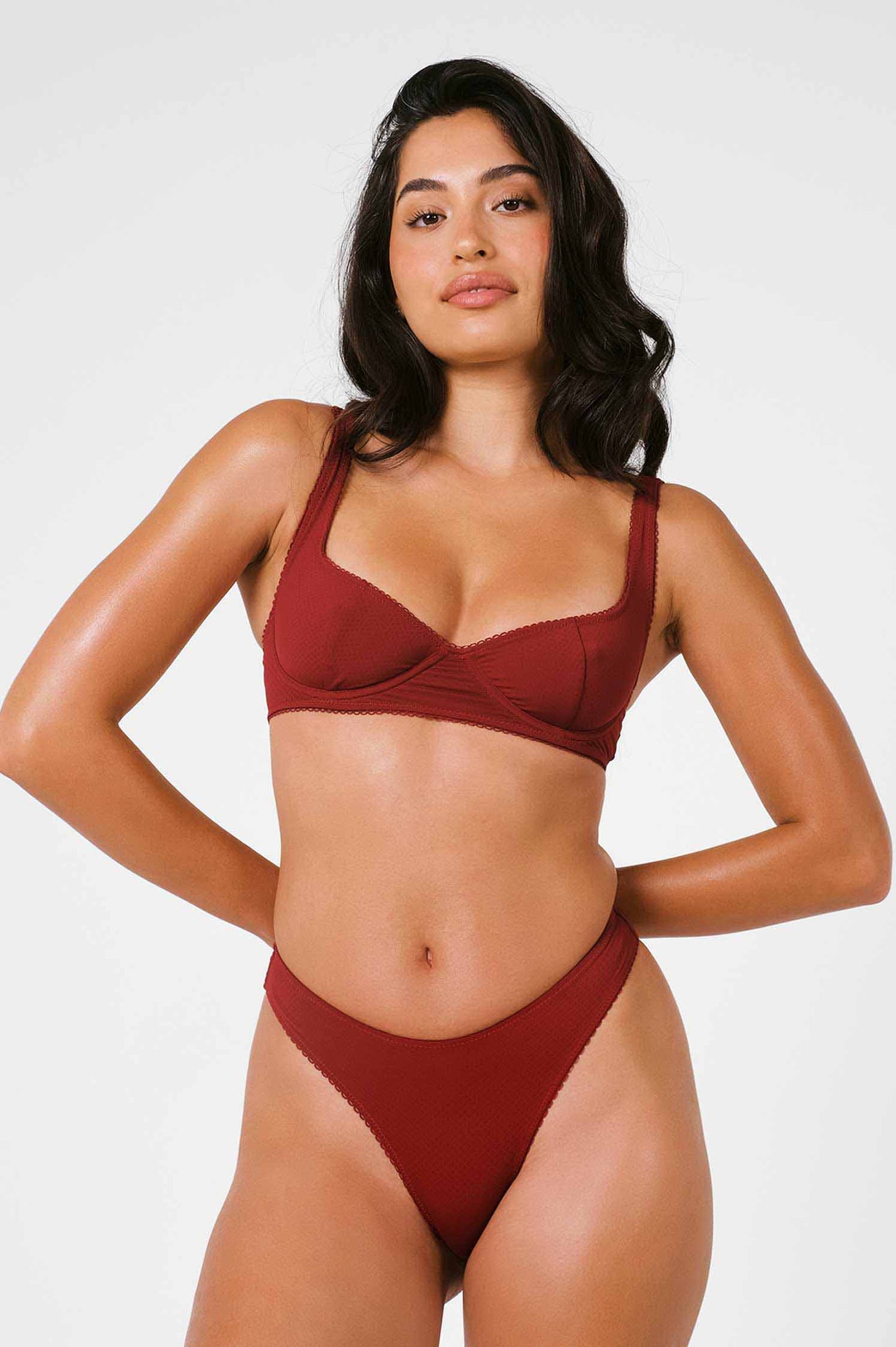 Elena Underwire Top / Cherry Wine Pointelle