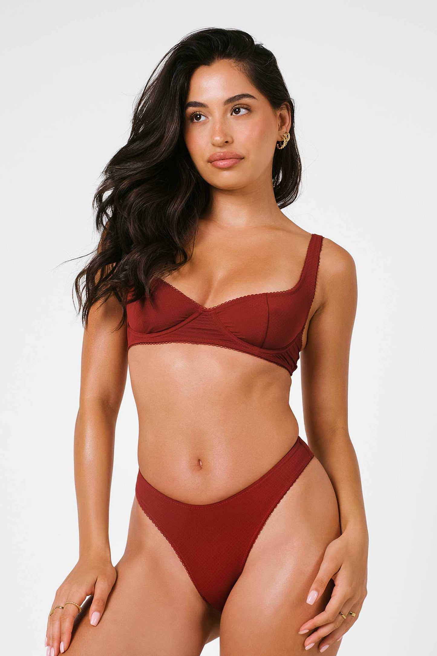 Elena Underwire Top / Cherry Wine Pointelle