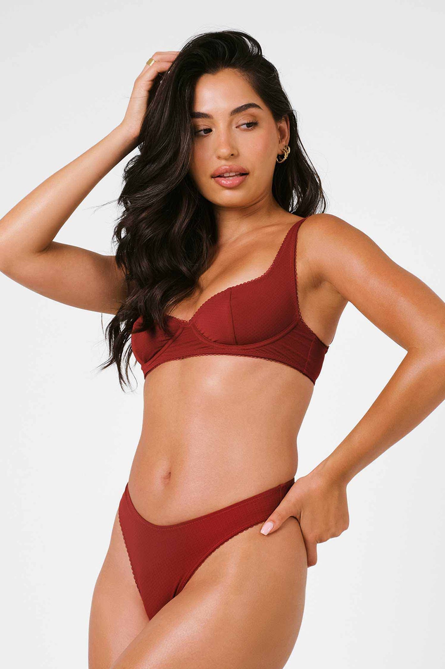 Elena Underwire Top / Cherry Wine Pointelle