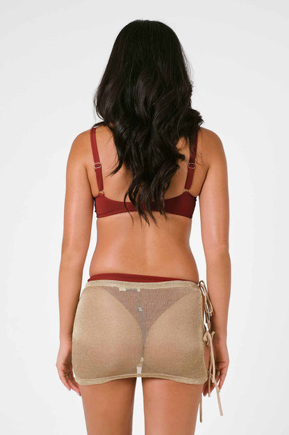 Amara Side Tie Mini Skirt / Champagne Shimmer FINAL SALE