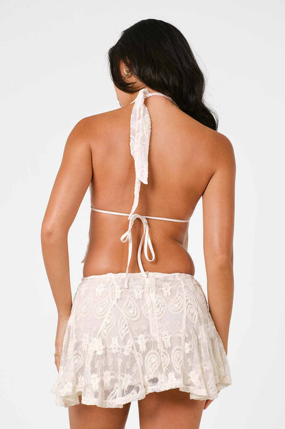 Suki Ruffled Skirt / Sandstone Lace