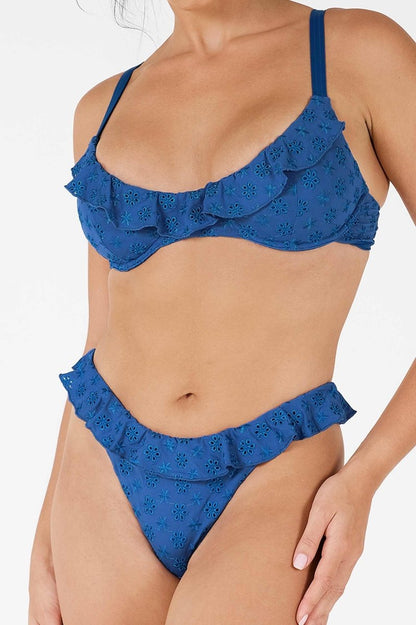 Makayla Frilled Underwire Top / Sapphire Eyelet FINAL SALE