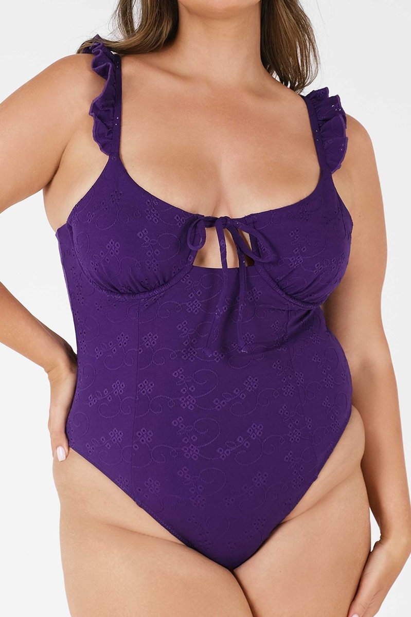 Hailey Ruffled Underwire One Piece / Dusk Eyelet FINAL SALE