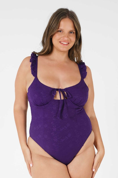 Hailey Ruffled Underwire One Piece / Dusk Eyelet FINAL SALE