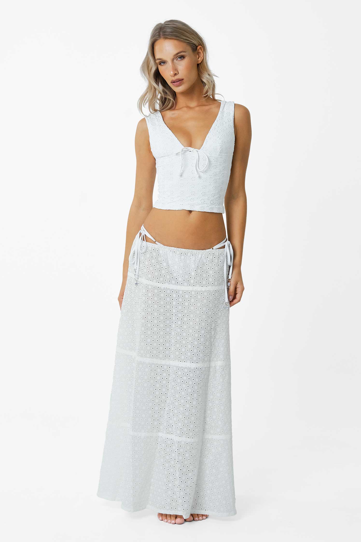 Donna Maxi Skirt / White Eyelet