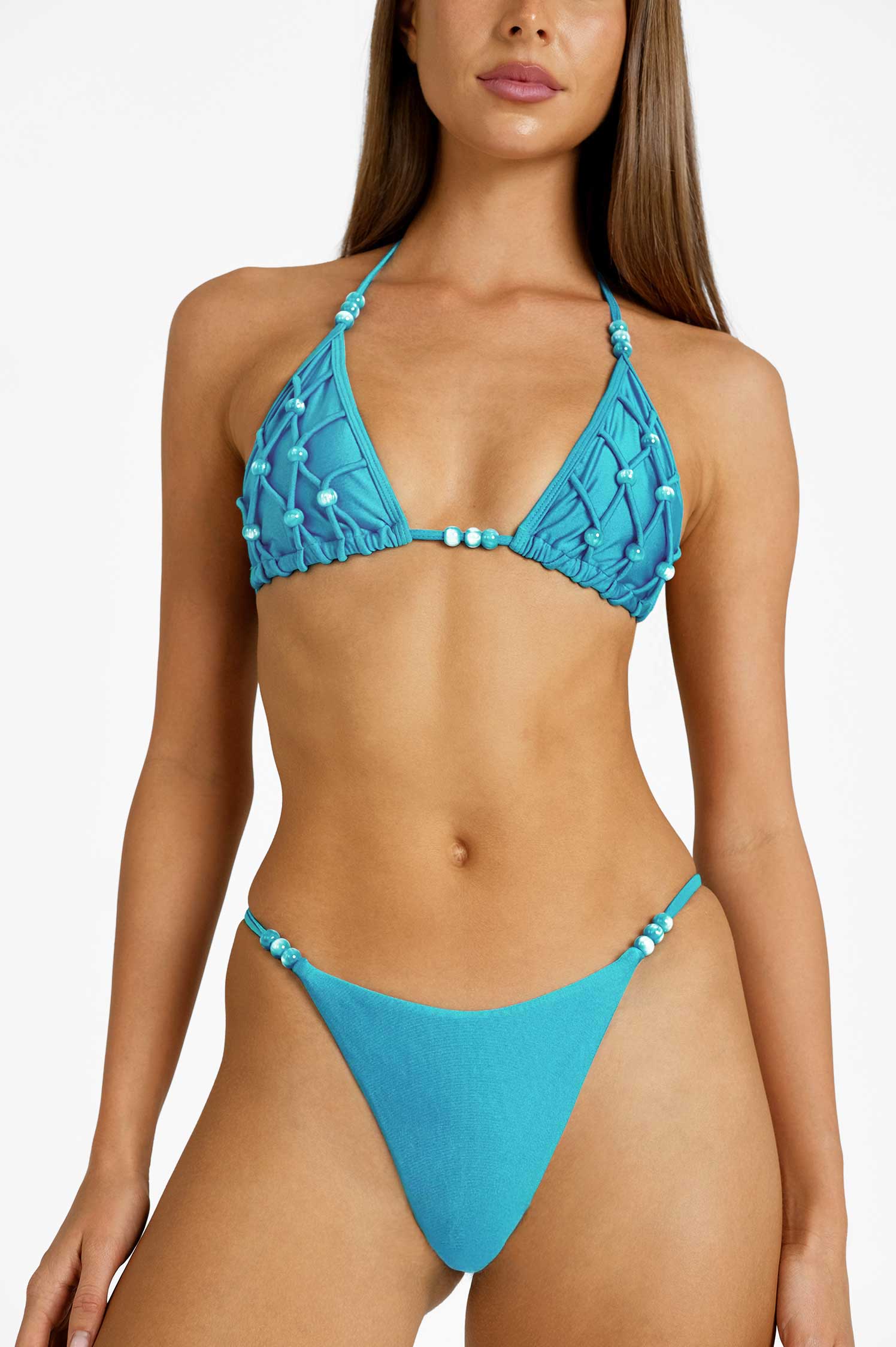 Parker Ruched Cheeky Bottoms / Agua