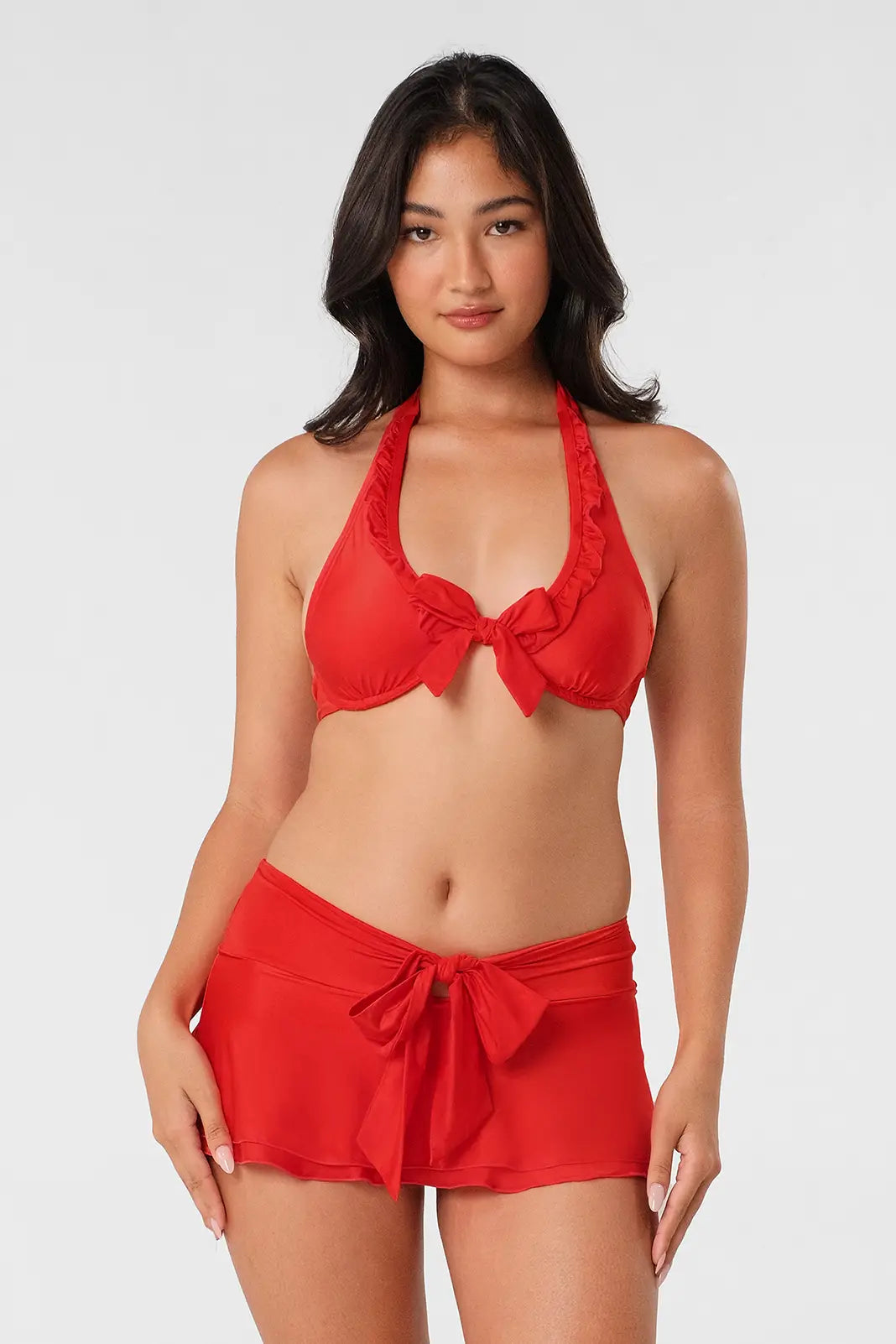 Serina Ruffled Underwire Top / Red Hot Gloss