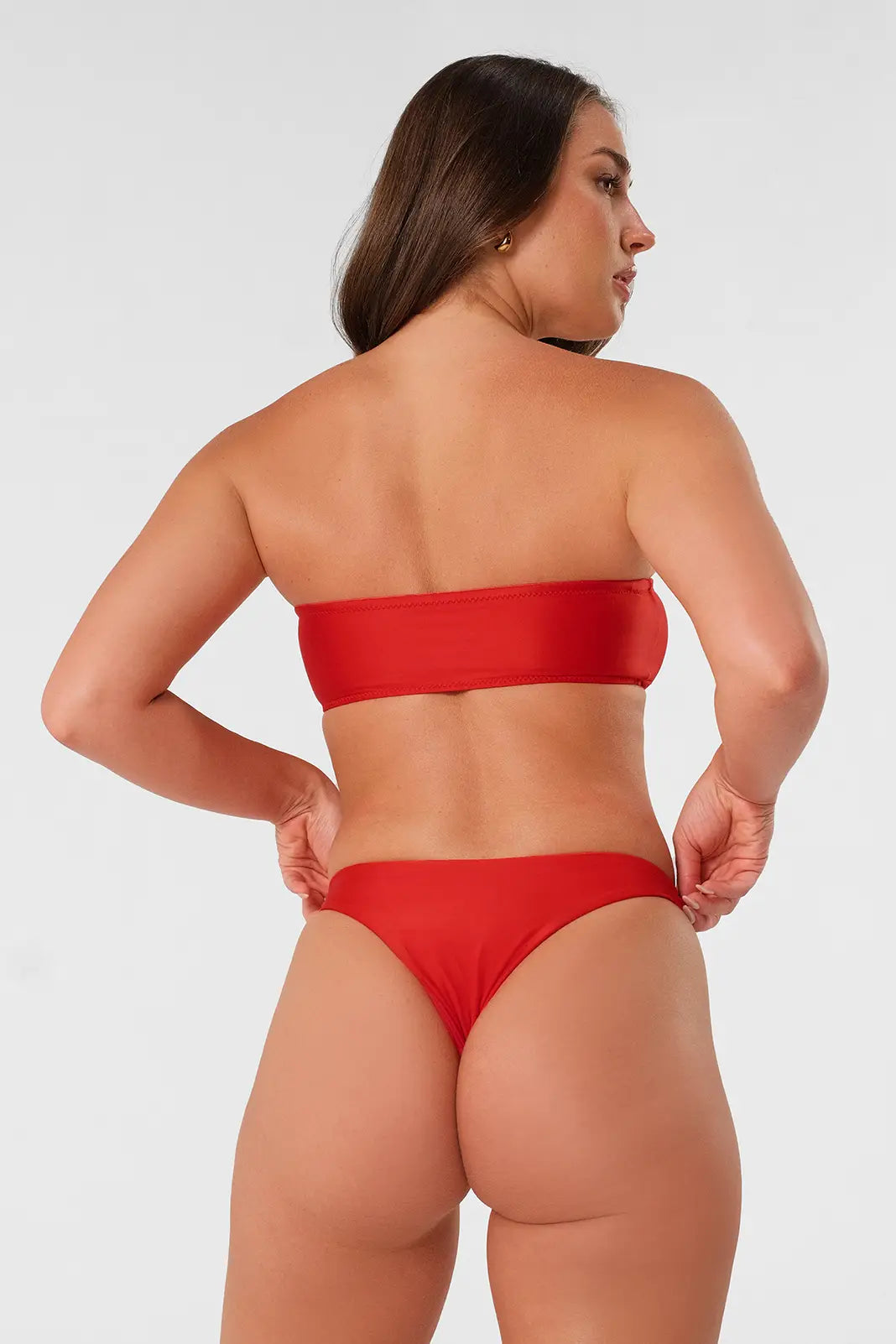 Nadia Scrunched Bandeau Top / Red Hot Gloss