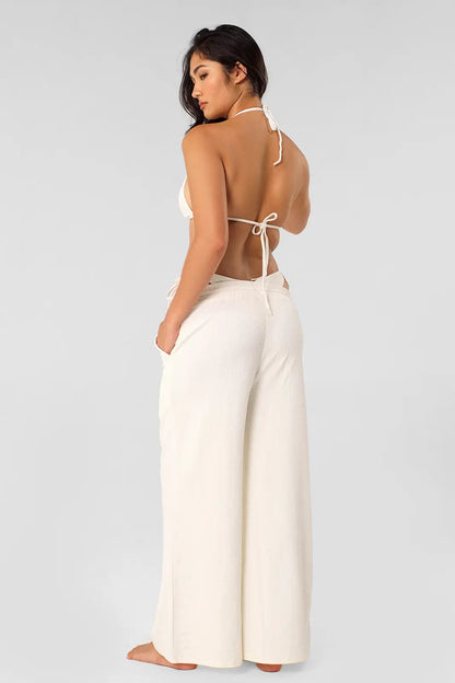 Andie Wide Leg Pants / Vanilla Rum Jacquard