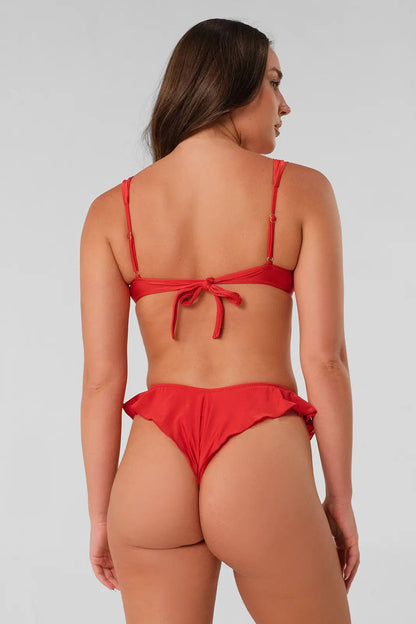 Claire Ruched Underwire Top / Red Hot Gloss