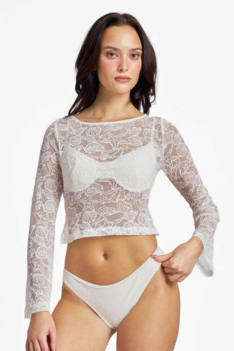 Luna Boat Neck Top / Seashell Lace