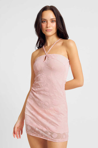 Stevie Halter Mini Dress / Peach Tulip Jacquard FINAL SALE