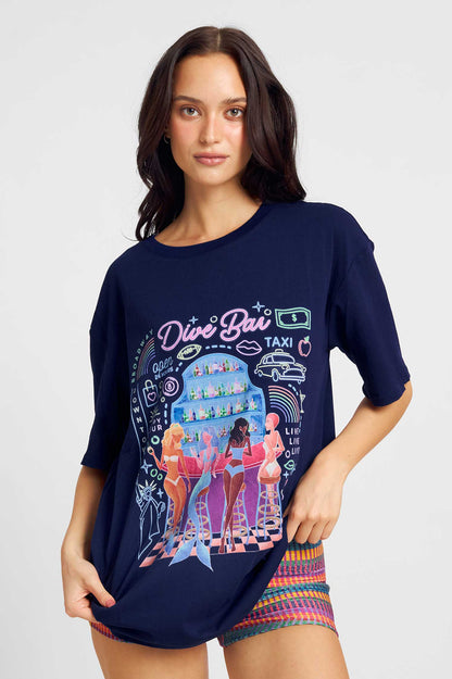 Oversized Graphic Tee / Dive Bar