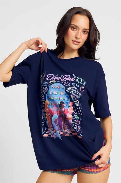 Oversized Graphic Tee / Dive Bar