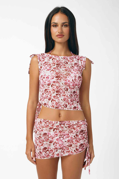 Delphine Scrunched Mesh Tank Top / Orchid Petals