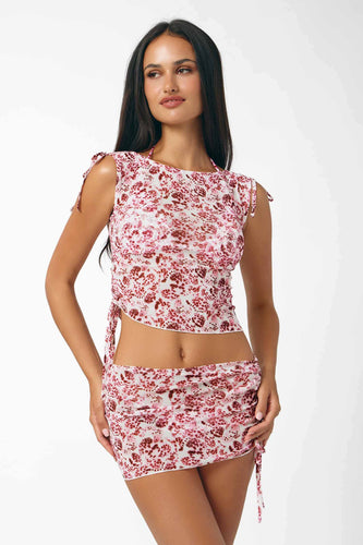 Delphine Scrunched Mesh Tank Top / Orchid Petals