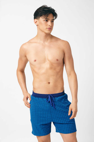 Men's Swim Shorts / Blue Soda Houndstooth FINAL SALE