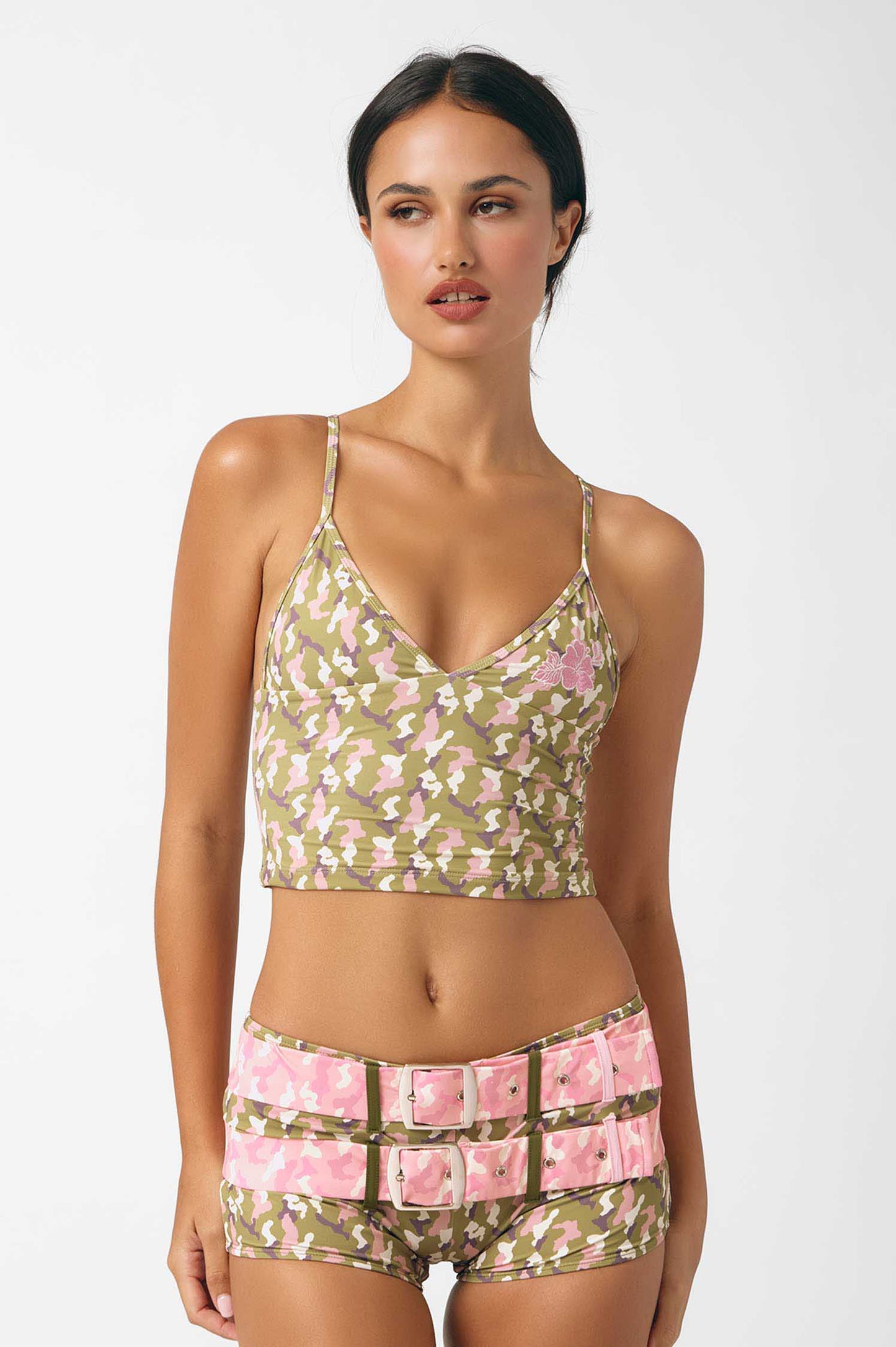 Cameron® Double-Belted Swim Shorts / Bunny Boo