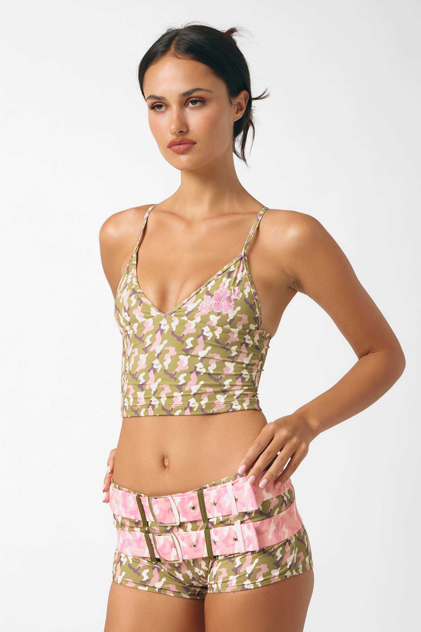 Cameron® Double-Belted Swim Shorts / Bunny Boo