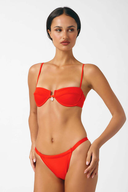 Giana Ruched Cheeky Bottoms / Red Hot Gloss