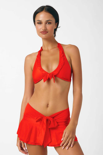Serina Ruffled Underwire Top / Red Hot Gloss