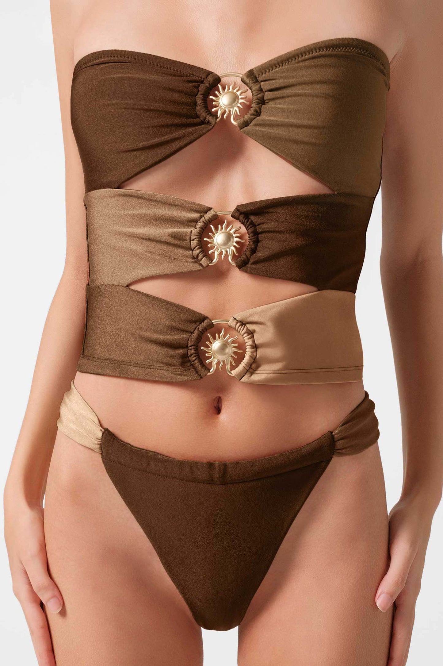 Dosia Cut-Out Tankini Top / Tiramisu