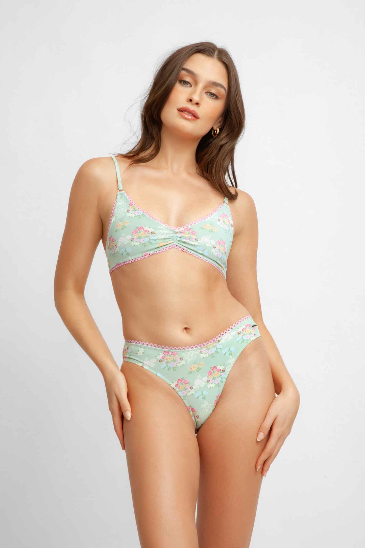 Cara Bralette Top / Peony Pointelle