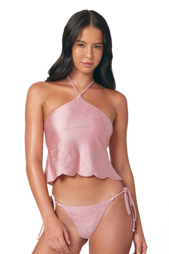Rosalia Halter Tankini Top / Blush Gloss