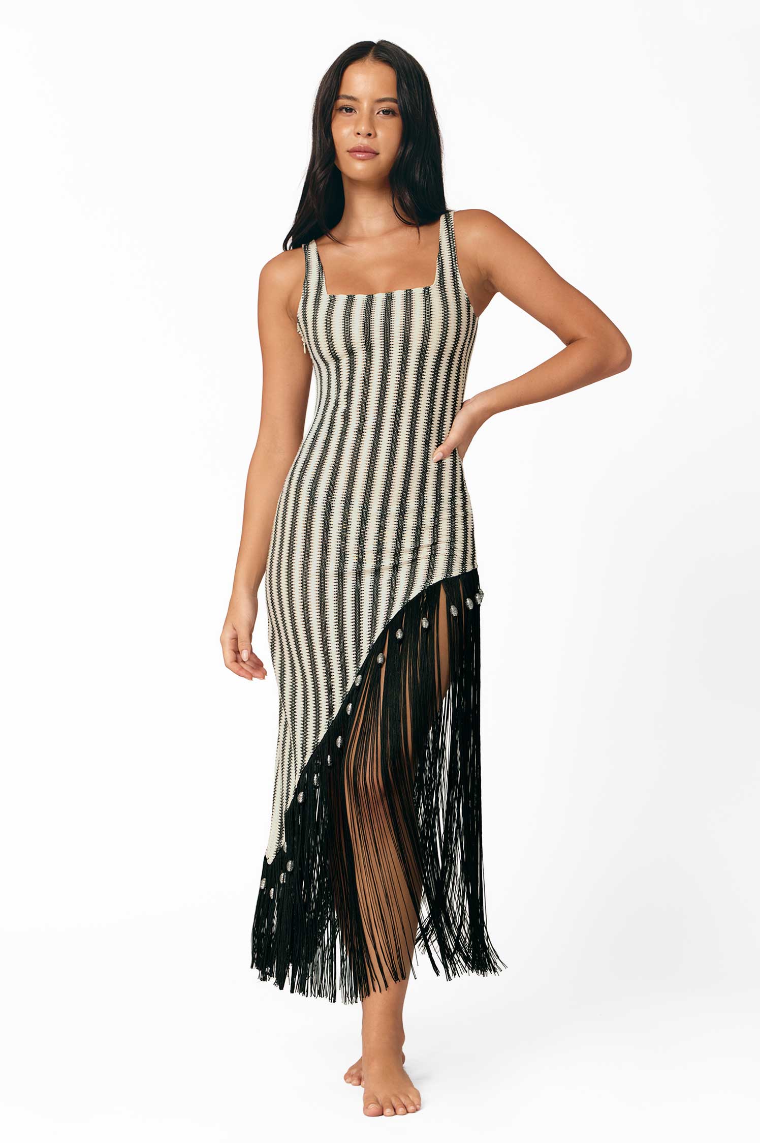 Estle Fringe Dress / Cabana Stripe
