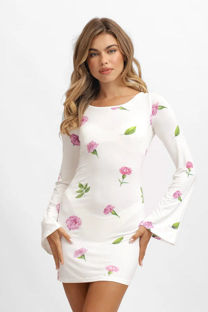Meredith Open Back Dress / Carnation Mesh FINAL SALE