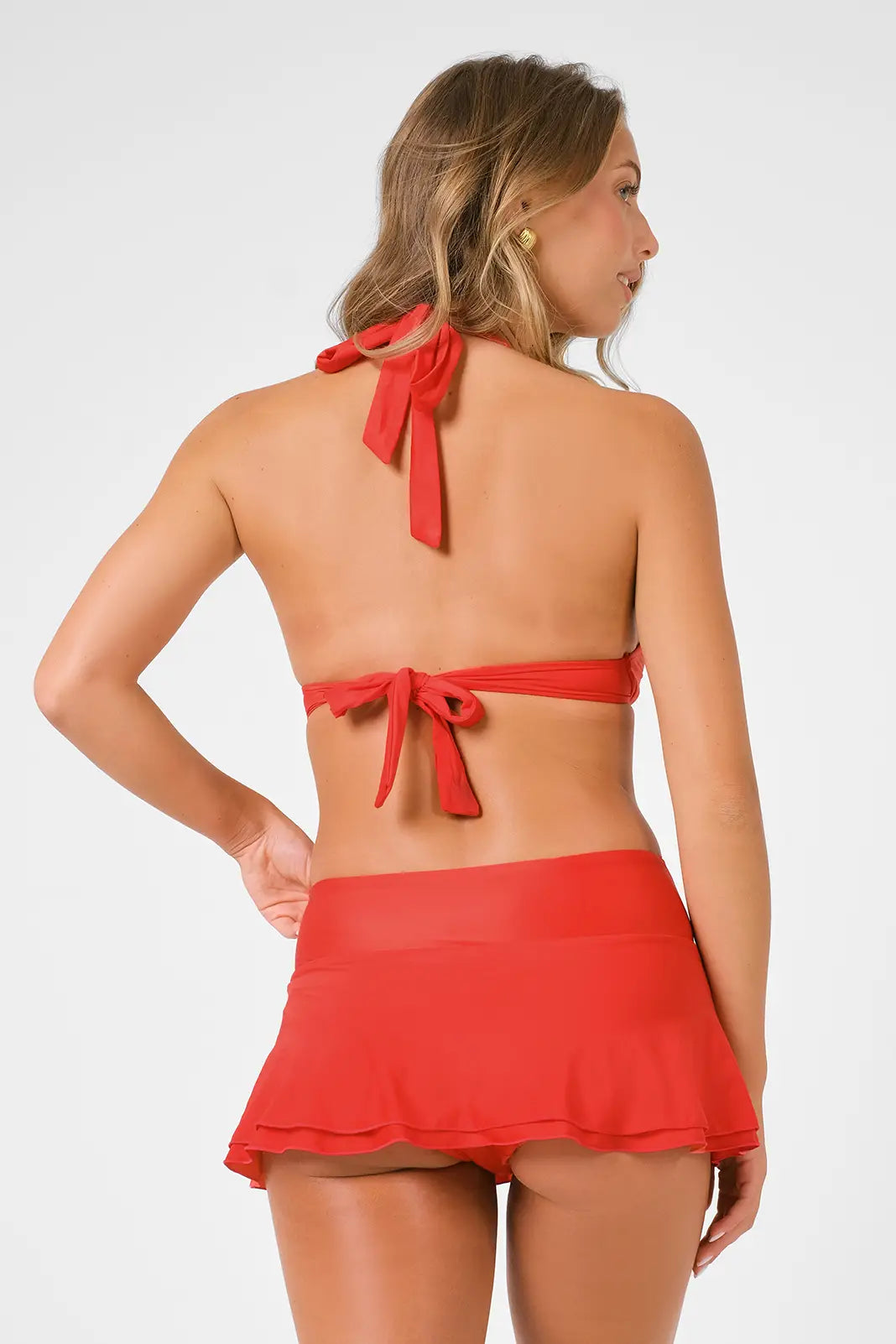 Serina Ruffled Underwire Top / Red Hot Gloss