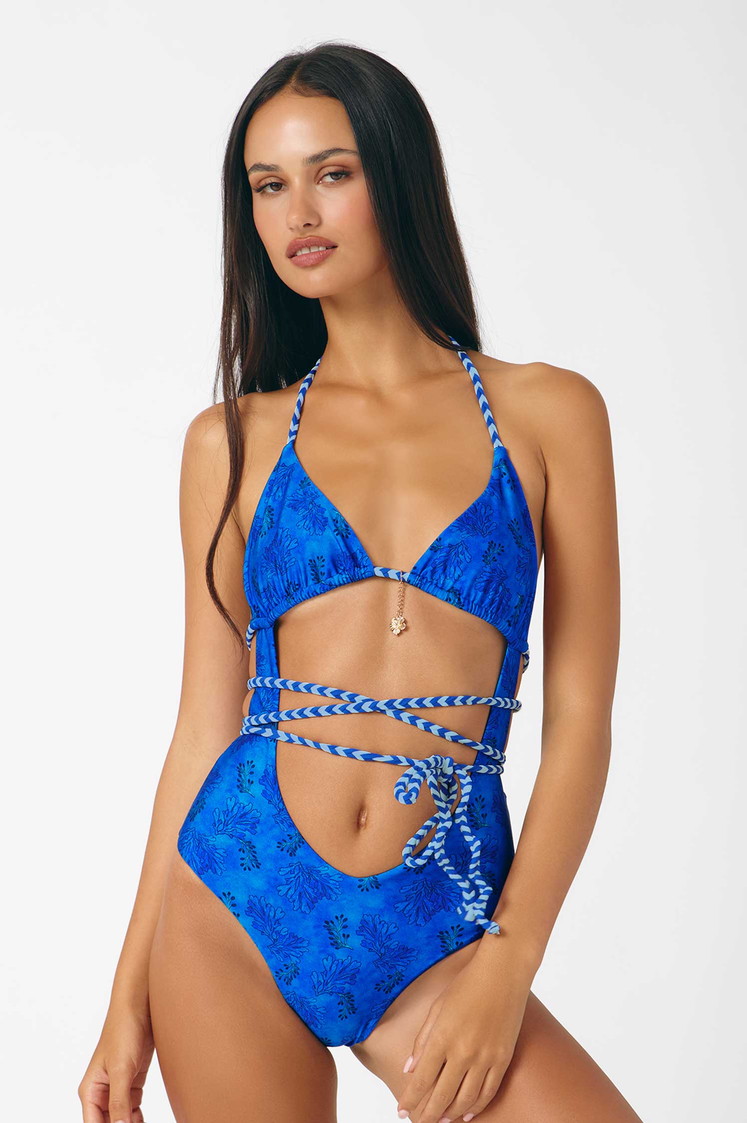 Aspen Braided Strap One Piece / Reef Blue