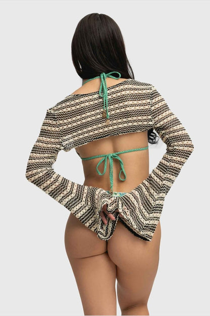 Corinne Knit Shrug / Black and Cream FINAL SALE