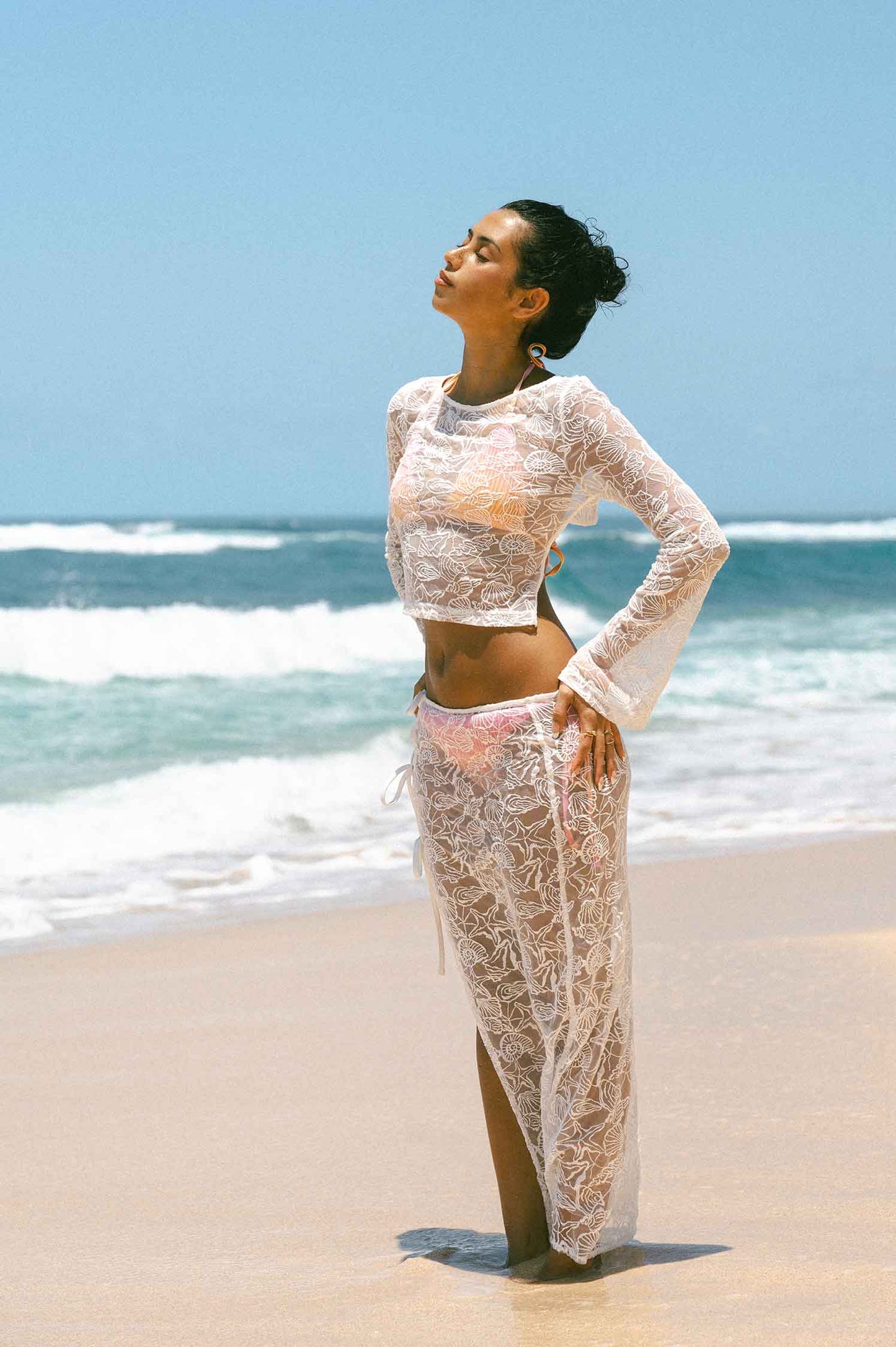Yvonne Side-Tie Skirt / Seashell Lace