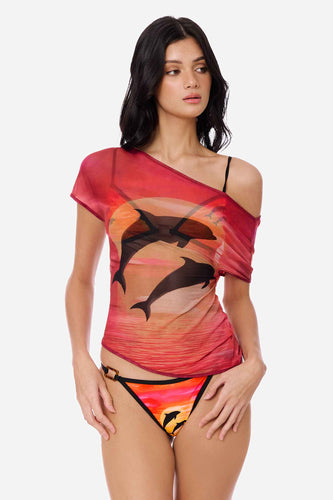 Selah Slouchy Mesh Cover Up Top / Sunset Rider