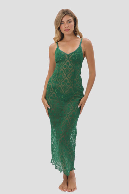Jade Maxi Dress / Emerald Lace FINAL SALE