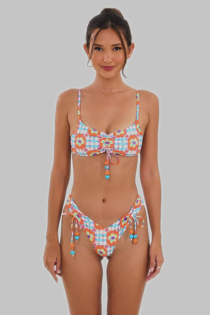 Sophia Ruched Cheeky Bottoms / Salsa
