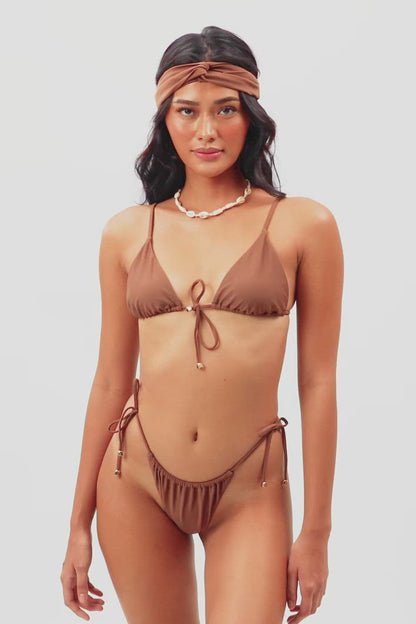 Liv Tie Front Triangle Top / Cocoa FINAL SALE